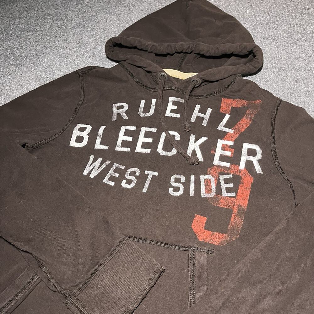 Ruehl No.925 Hoodie Mens Medium Brown Sweatshirt Pullover Bleecker Y2K